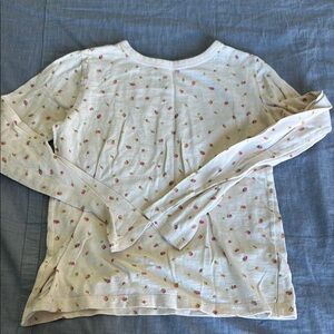 Crewcuts Cream Long Sleeve Tee with Pink Floral Pattern